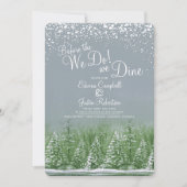 私たちは冬の結婚式の木の湖の緑を行う前に 招待状 (正面)