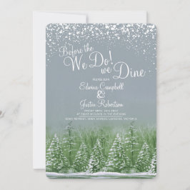 私たちは冬の結婚式の木の湖の緑を行う前に 招待状