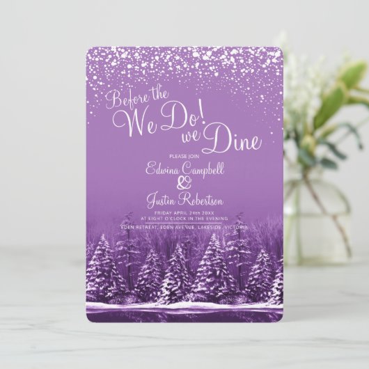 私たちは冬の結婚式の木を行う前に紫の湖 招待状 (スタンド正面)