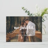 私たちは単にミニマルおもしろい救カップルの写真に合わせる セーブザデート (スタンド正面)