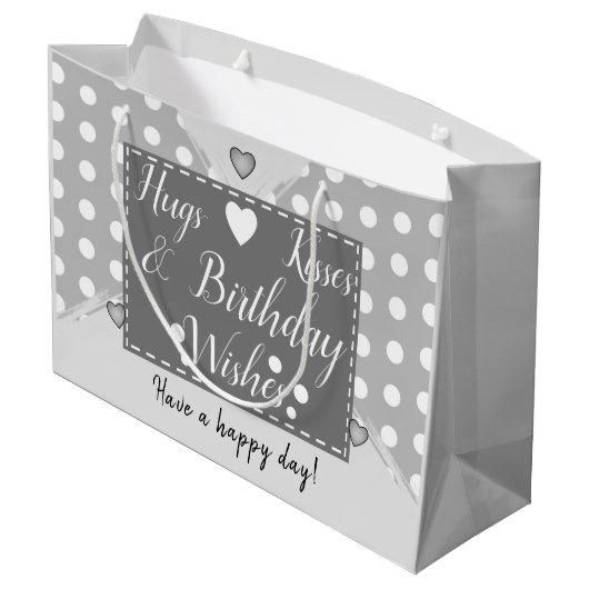 私たちは叔母の写真ハググレーの誕生日が大好き ラージペーパーバッグ (裏面アングル)