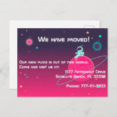 私たちは可愛い宇宙飛行士を宇宙イラストレーションで引っ越した 案内ポストカード (正面/裏面)