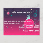 私たちは可愛い宇宙飛行士を宇宙イラストレーションで引っ越した 案内ポストカード (正面)