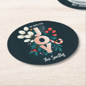 私たちは喜び、クリスマスキャンディーケーン&葉 ラウンドペーパーコースター (アングル)