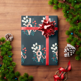 私たちは喜び、クリスマスキャンディーケーン&葉 ラッピングペーパー