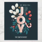 私たちは喜び、クリスマスキャンディーケーン&葉 ワインラベル (シングルラベル)