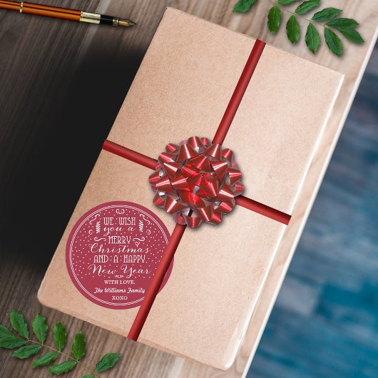 私たちは喜ぶクリスマスと幸せな新年を願う! ラウンドシール