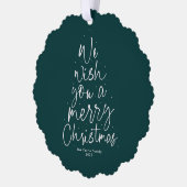 私たちは喜ぶクリスマスグリーンの一枚の写真を願う オーナメントカード (左)