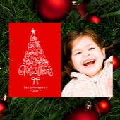 私たちは喜ぶクリスマスツリーの名前と写真 シーズンカード
