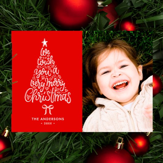 私たちは喜ぶクリスマスツリーの名前と写真 シーズンカード