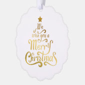 私たちは喜ぶクリスマスフォイル可愛い写真を望む オーナメントカード (左)