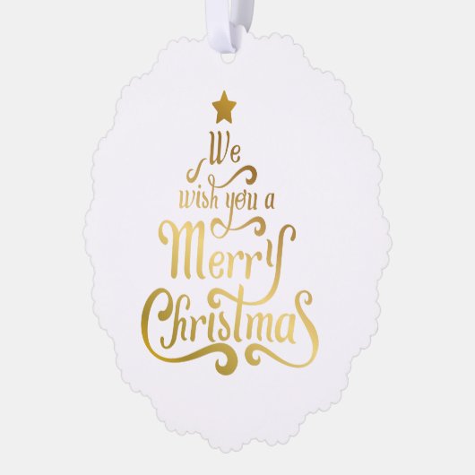 私たちは喜ぶクリスマスフォイル可愛い写真を望む オーナメントカード (左)