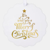 私たちは喜ぶクリスマスフォイル可愛い写真を望む オーナメントカード (正面)