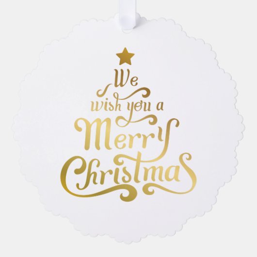 私たちは喜ぶクリスマスフォイル可愛い写真を望む オーナメントカード (正面)