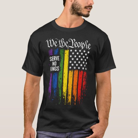 私たちは国民 虹のアメリカ国旗Tシャツ Tシャツ (正面)