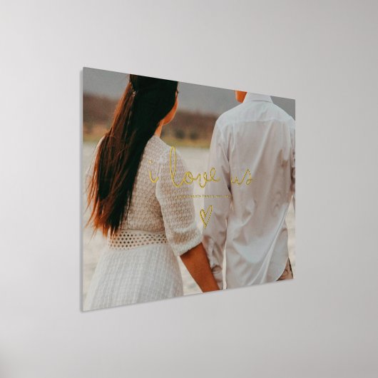 私たちは大好きだ |文字金ゴールドハート写真 箔ポスター (レイダウン)
