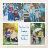 私たちは大好きよグランドパグランドキッズ写真コラージュ ガラスコースター (正面)