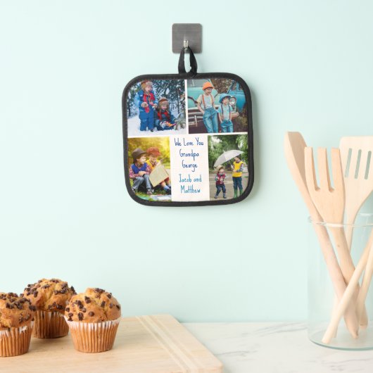 私たちは大好きよグランドパグランドキッズ写真コラージュ 鍋敷き (インサイチュ (吊り下げ))