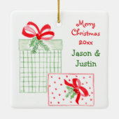 私たちは好きあなた家族の写真パーソナライズ セラミックオーナメント (裏面)