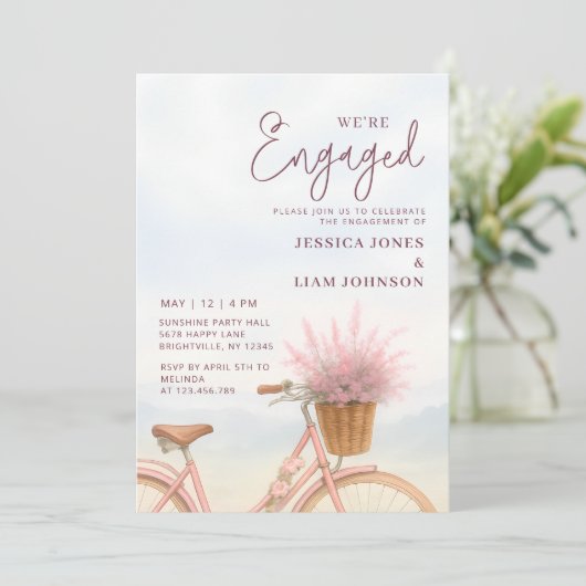私たちは婚約したヴィンテージ婚約パーティ 招待状 (スタンド正面)