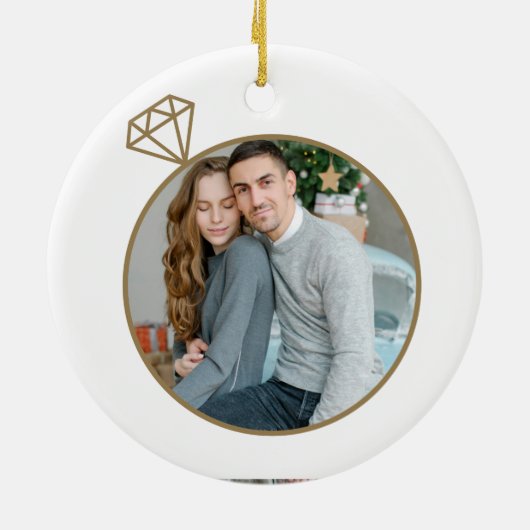 私たちは婚約した初めてのクリスマス婚約した写真 セラミックオーナメント (裏面)