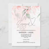 私たちは婚約した婚約パーティピンクフローラ金ゴールド 招待状 (正面)