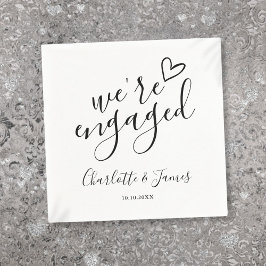 私たちは婚約した婚約パーティ白黒 スタンダードカクテルナプキン