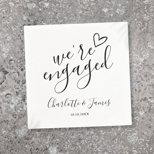私たちは婚約した婚約パーティ白黒 スタンダードカクテルナプキン