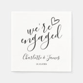 私たちは婚約した婚約パーティ白黒 スタンダードカクテルナプキン (正面)
