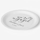 私たちは婚約した婚約パーティ白黒 ペーパープレート (アングル)