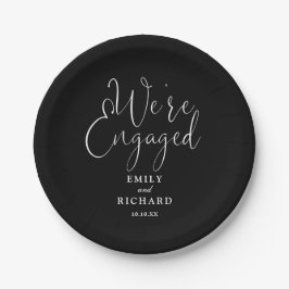 私たちは婚約した婚約パーティ白黒 ペーパープレート