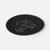 私たちは婚約した婚約パーティ白黒 ペーパープレート (アングル)