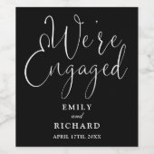 私たちは婚約した婚約パーティ白黒 ワインラベル (シングルラベル)