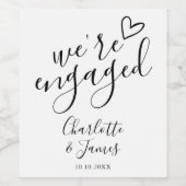 私たちは婚約した婚約パーティ白黒 ワインラベル (シングルラベル)