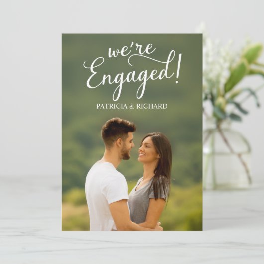 私たちは婚約した婚約発表写真 案内状 (スタンド正面)