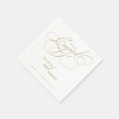 私たちは婚約した金ゴールド婚約パーティ スタンダードカクテルナプキン (角)