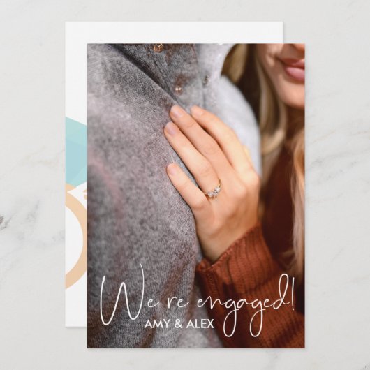 私たちは婚約した!モダン婚約パーティ 招待状 (正面/裏面)