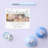 私たちは婚約した!写真モダンコラージュ招待状予算 チラシ (シングル)