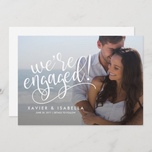 私たちは婚約した! |写真婚約の発表 案内状 (正面/裏面)