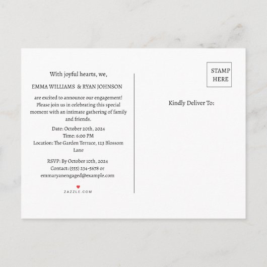 私たちは婚約しました インビテーションポストカード (裏面)