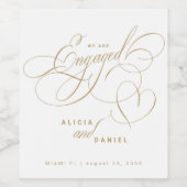 私たちは婚約しました ゴールド婚約パーティー ワインラベル (シングルラベル)