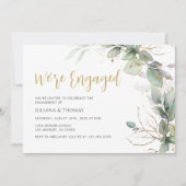 私たちは婚約しました☆ユーカリグリーンウェディングパーティー 招待状 (正面)