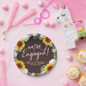 私たちは婚約しました! ラスティックひまわり婚約パーティー ペーパープレート (パーティー)