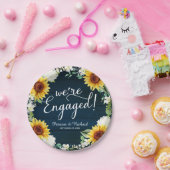 私たちは婚約しました！ ラスティックひまわり婚約パーティー ペーパープレート (パーティー)