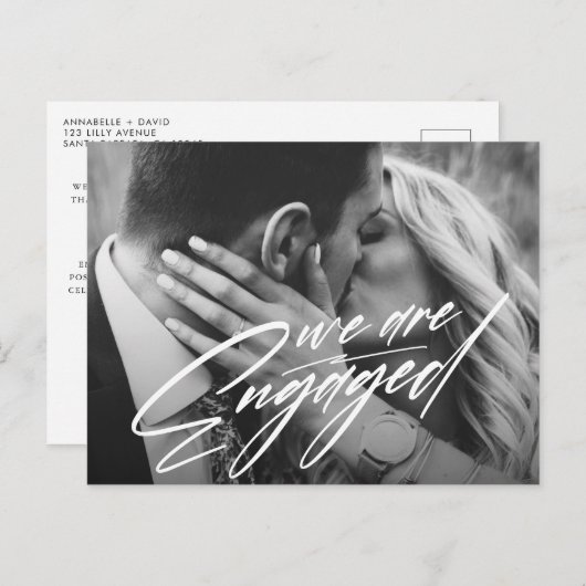 私たちは婚約しました | 写真婚約発表カード 案内ポストカード (正面/裏面)