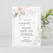 私たちは婚約パーティピンクの婚約した金ゴールドフローラ 招待状 (スタンド正面)