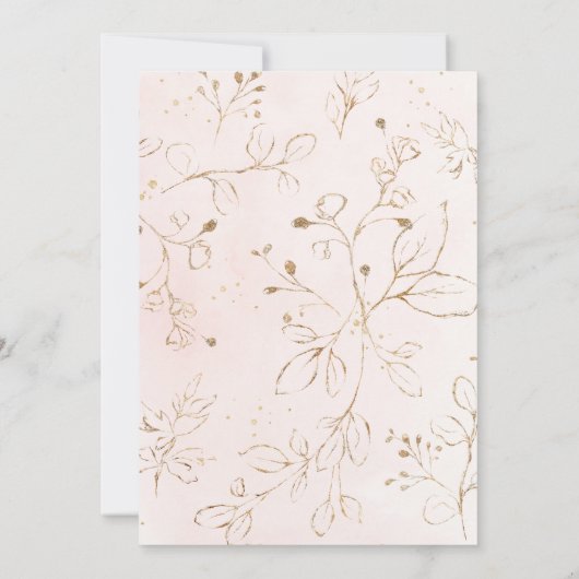 私たちは婚約パーティピンクの婚約した金ゴールドフローラ 招待状 (裏面)
