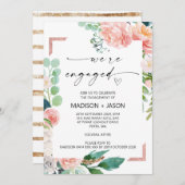 私たちは婚約パーティピン婚約したクフローラ 招待状 (正面/裏面)