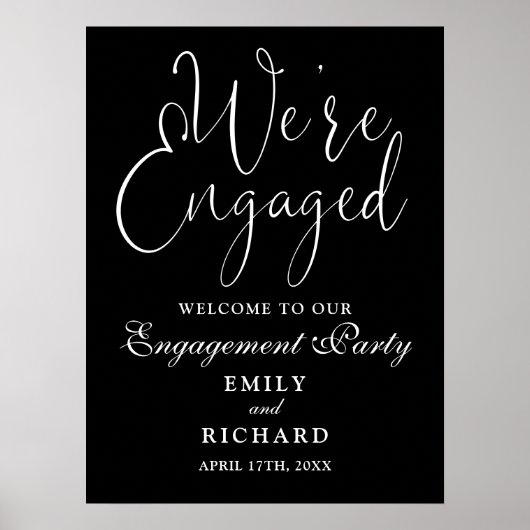 私たちは婚約パーティ婚約したウェルカムサイン ポスター (正面)