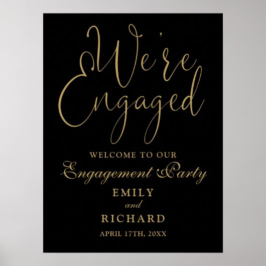私たちは婚約パーティ婚約したウェルカムサイン ポスター (正面)